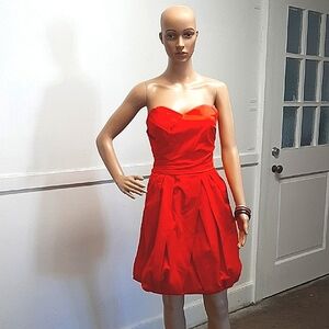 David's Bridal Orange Strapless Sweetheart Dress